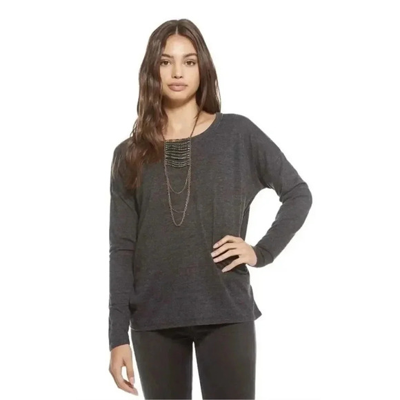 Chaser Relaxed Long Sleeve Jersey Top Medium Navy Blue Criss Cross Back Boho NWT - Picture 3 of 6